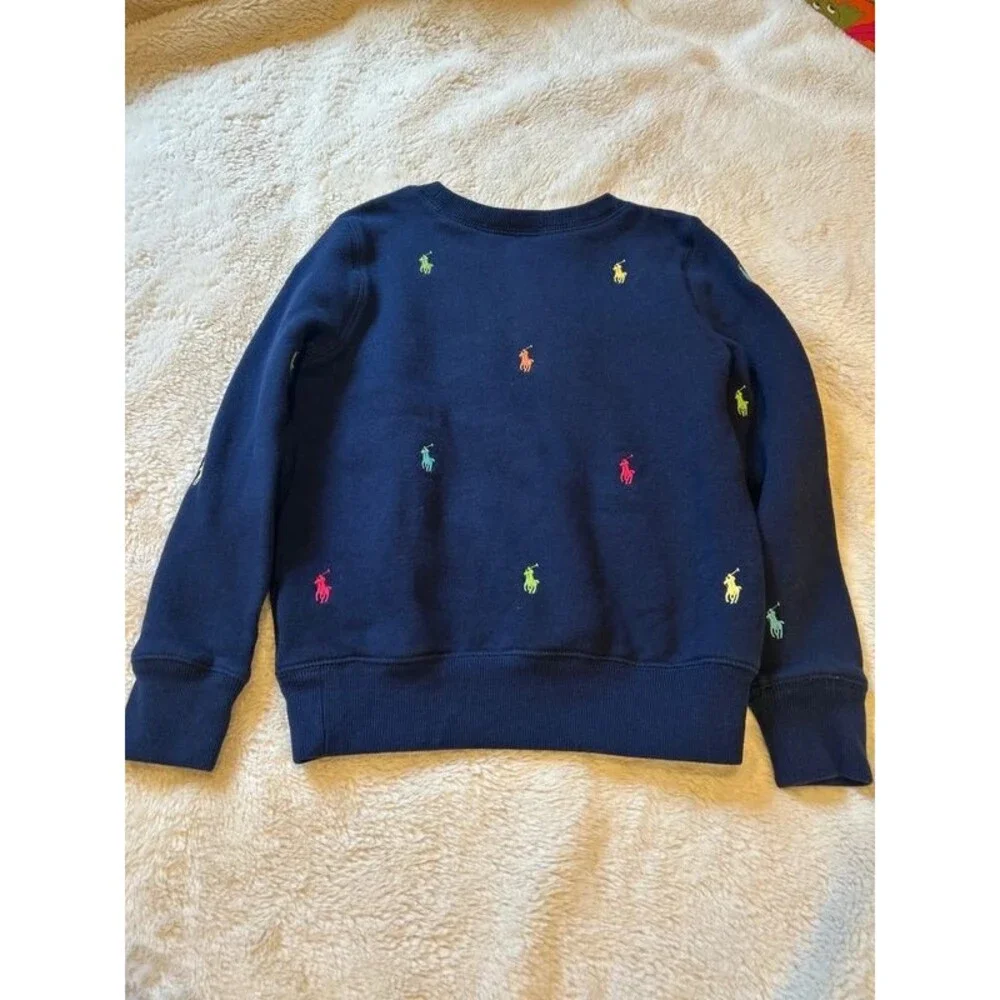 Polo Ralph Lauren Girls S/P (7) Navy Embroidered Logo Crewneck Sweatshirt